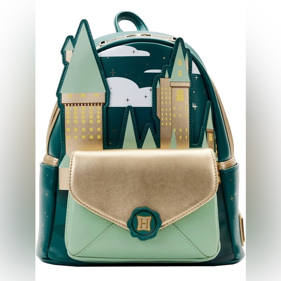Loungefly Handbags - NWT Loungefly Harry Potter golden Hogwarts castle mini backpack